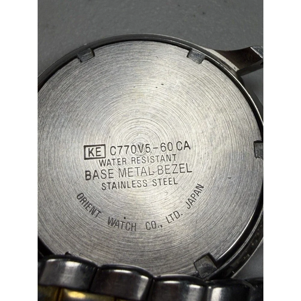 Orient C77005-60CA Quartz Black Dial Date Two Tone Watch For Parts Repair
